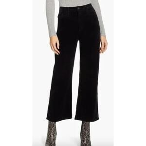 AG Adriano Goldschmied The Etta High Waisted Wide Leg Crop Velvet Black 26R